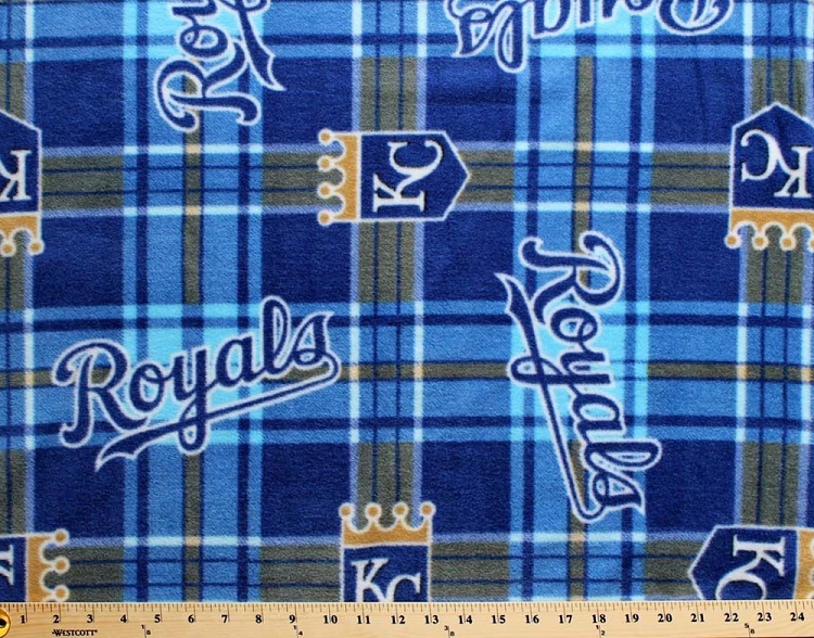 Fleece Kansas City Royals Plaid MLB Baseball Sports Team Fleece Fabric