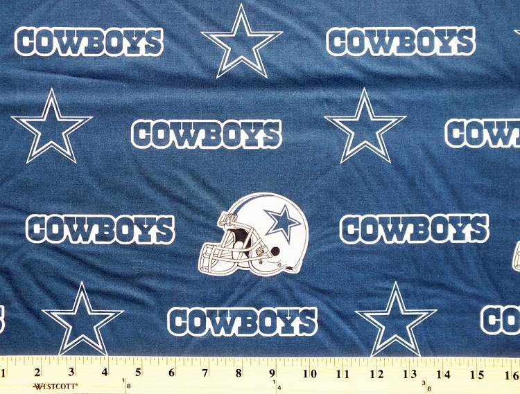 Cotton Dallas Cowboys on Blue NFL Pro Football Cotton Fabric Print