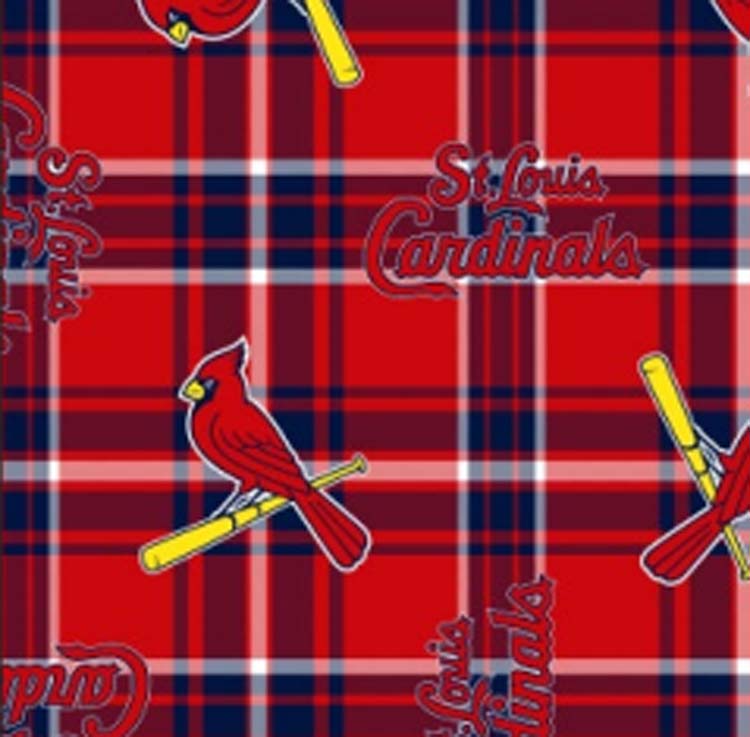 Fleece St. Louis Cardinals MLB Baseball Plaid Fleece Fabric Print by