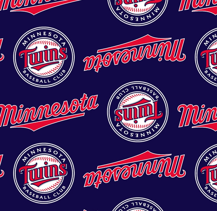 Fleece Minnesota Twins Navy MLB Baseball Fleece Fabric Print by the