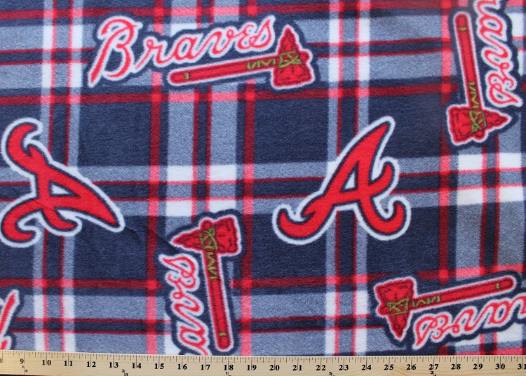 Atlanta Braves Plaid MLB Baseball Fleece Fabric Print
