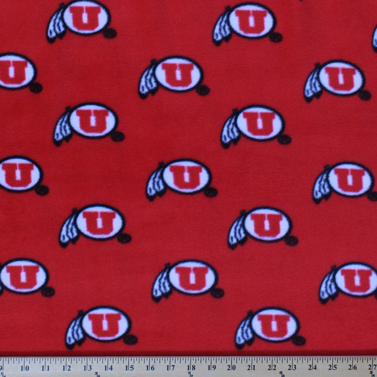 Fleece University of Utah Utes College Fleece Fabric Print By the Yard