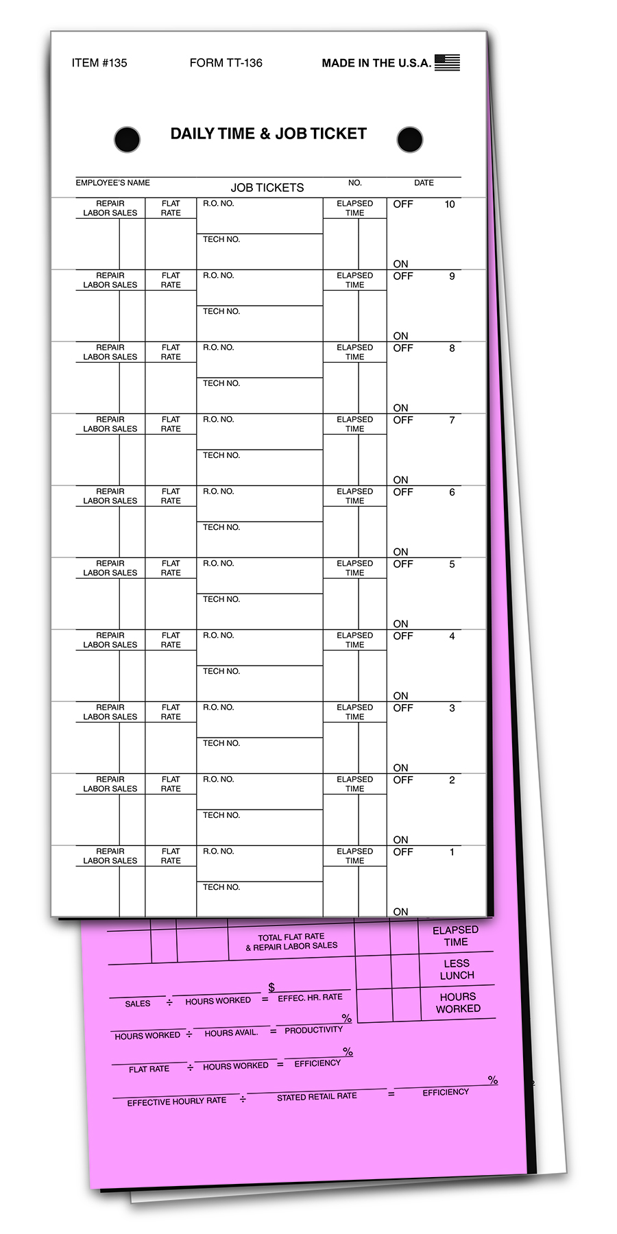 Time & Job Ticket TT136 137137