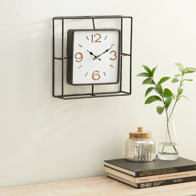 Home Decor Square Metal Wall Clock GKW Retail