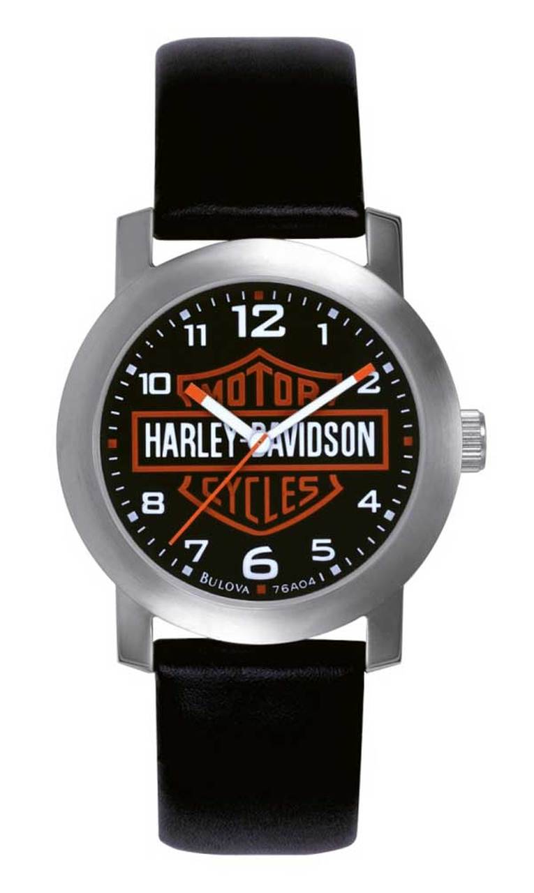 HARLEY DAVIDSON MEN’S BAR & SHIELD LEATHER WRIST WATCH Harley
