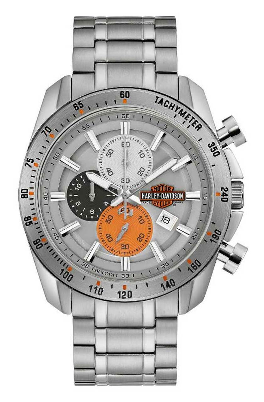 HARLEY DAVIDSON® MEN’S VINTAGE B&S CHRONOGRAPH STAINLESS STEEL WATCH