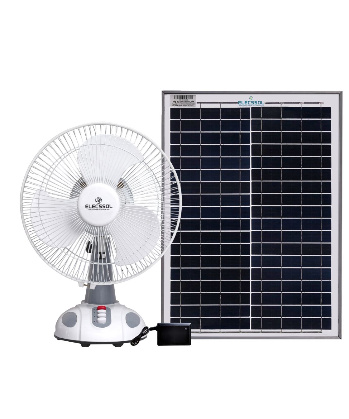 ielecssol 12Watt Solar Operated Table Fan with Lithium Battery & 40