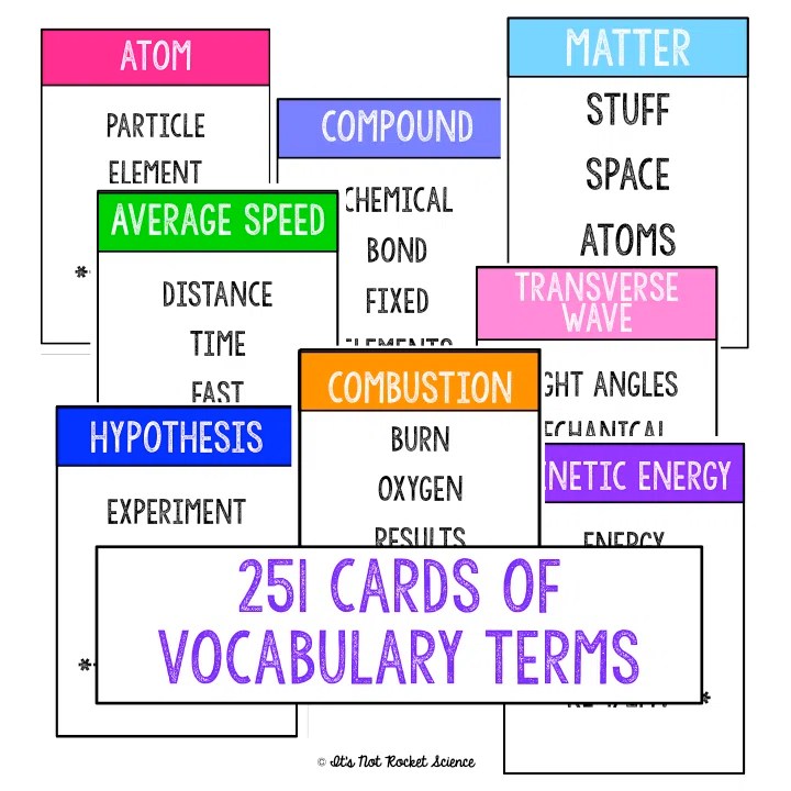 Physical Science Vocabulary Review Game Shop It's Not Rocket Science