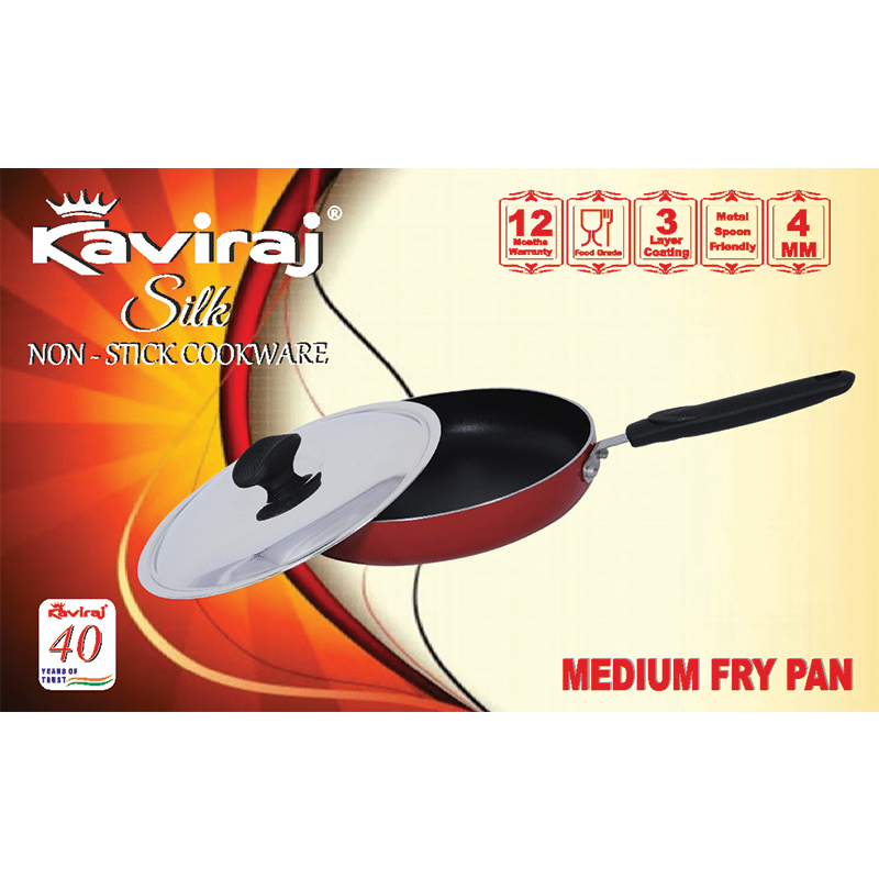 Kaviraj Silk Fry Pan with Lid Medium Kaviraj Cookware