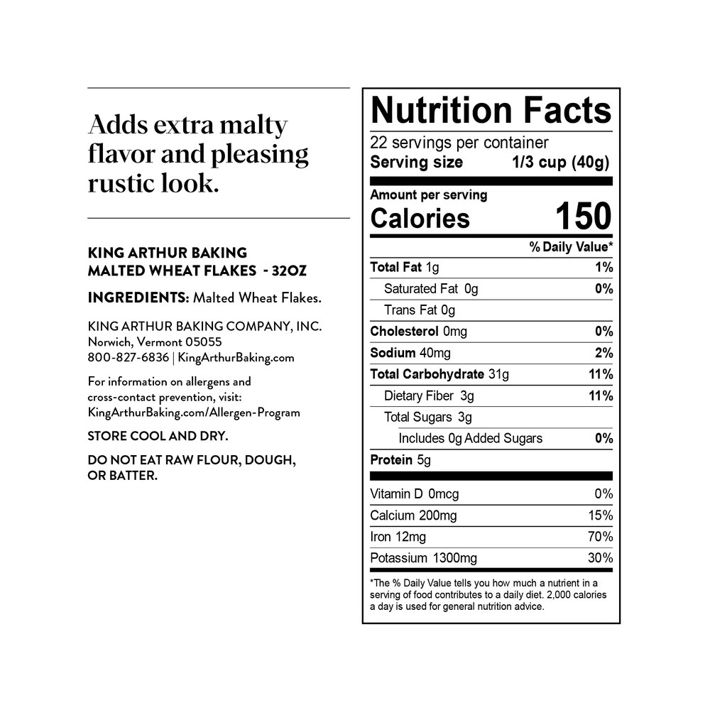 Malted Wheat Flakes King Arthur Baking Company