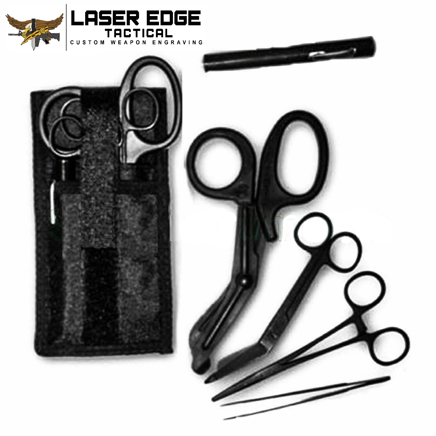 Tactical Black EMT EMS Combo Pack w/ Holster Scissors Forceps Shears