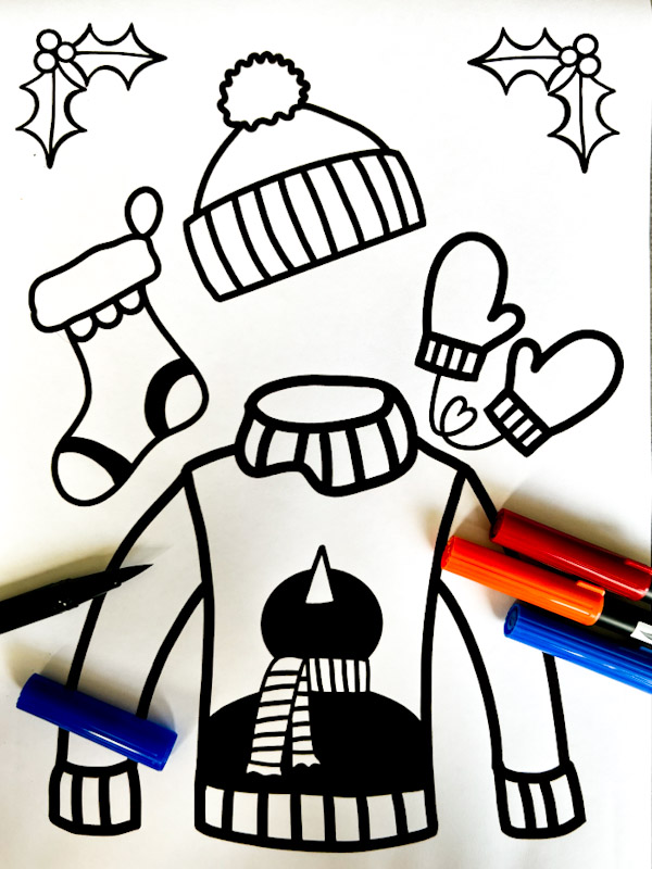 Christmas Jumper Colouring page Like Love Do Shop
