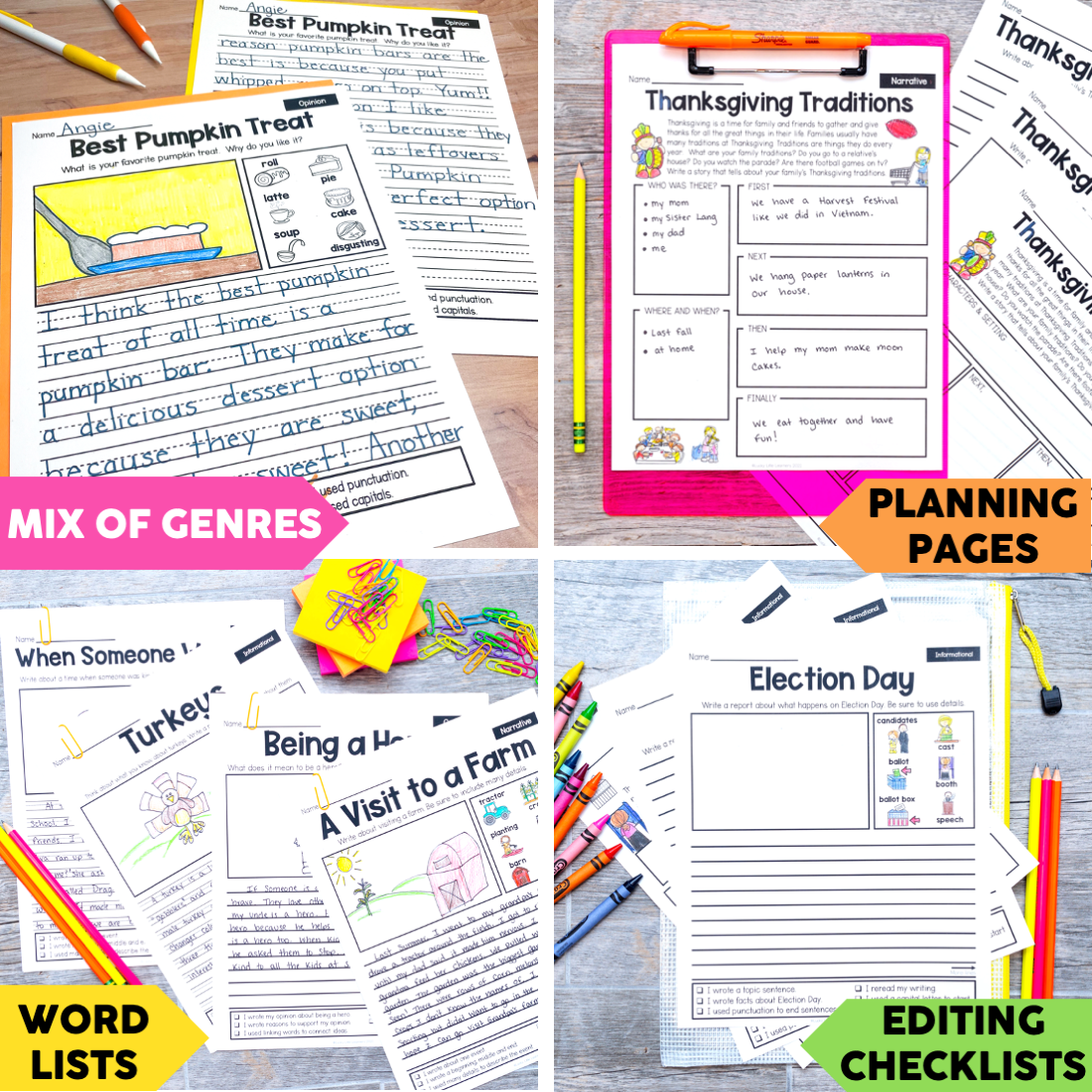 1st and 2nd Grade November Writing Prompts | Print and Digital - Lucky