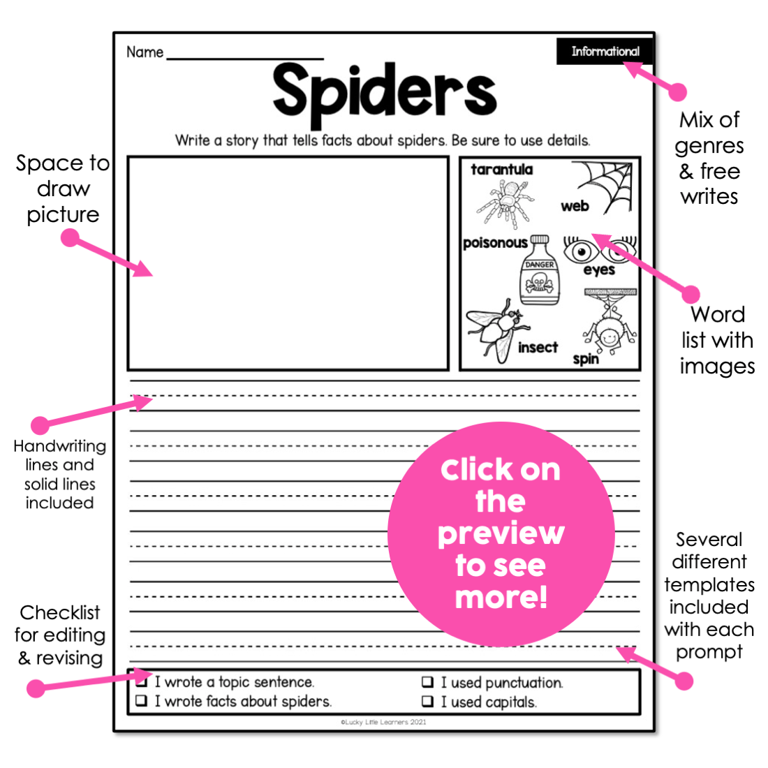 1st and 2nd Grade October Writing Prompts | Print and Digital - Lucky