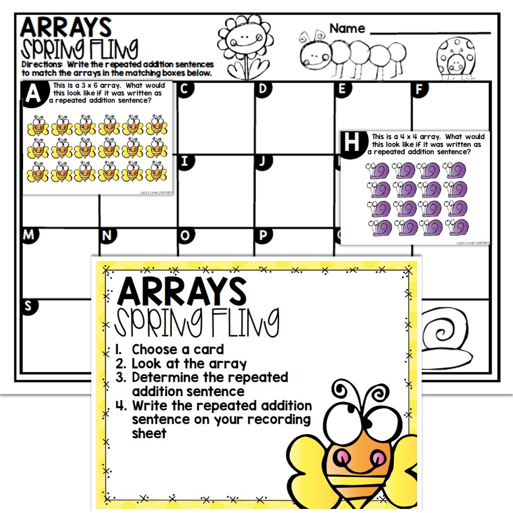 2nd Grade April Math Center Arrays Lucky Little Learners