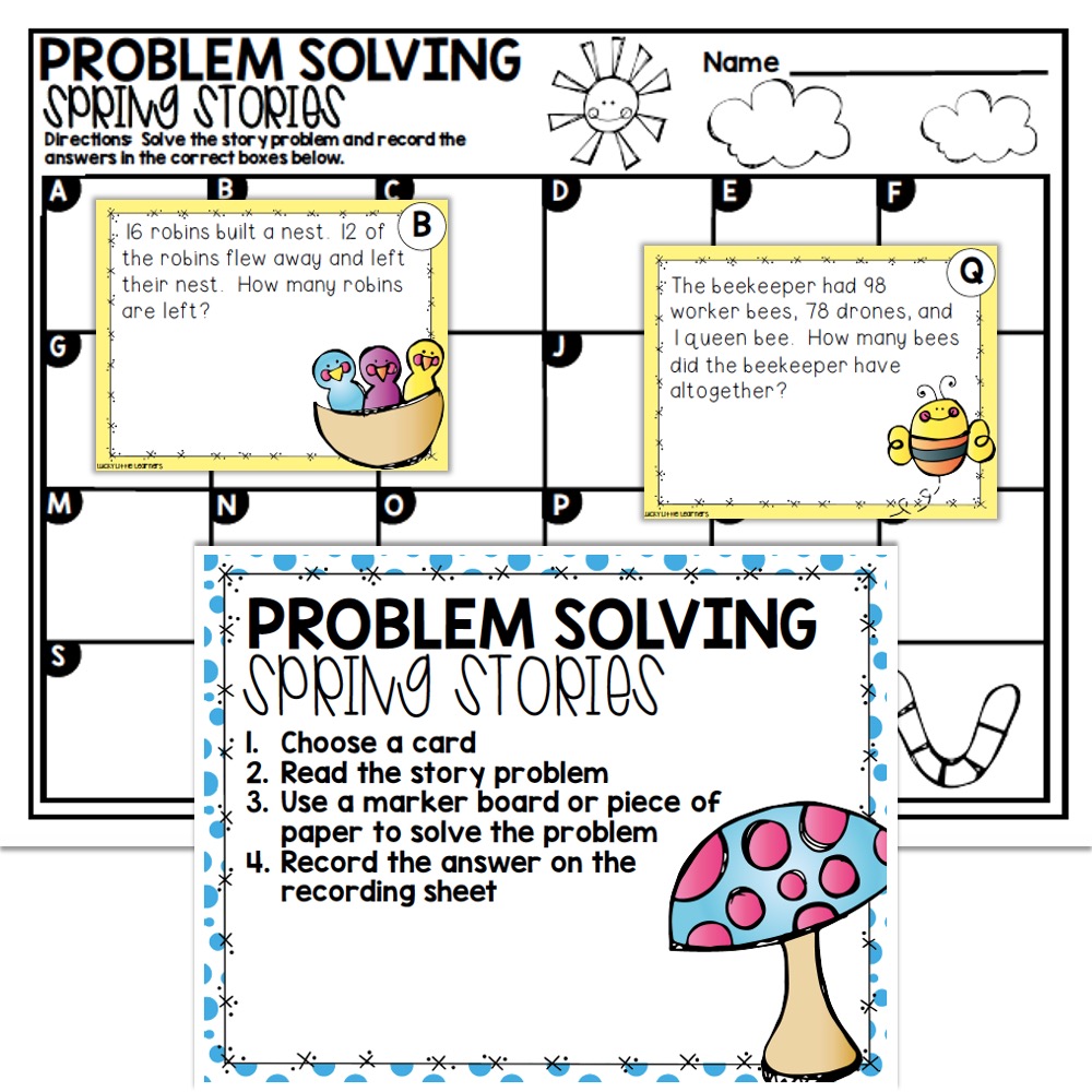 2nd Grade April Math Center Problem Solving Lucky Little Learners