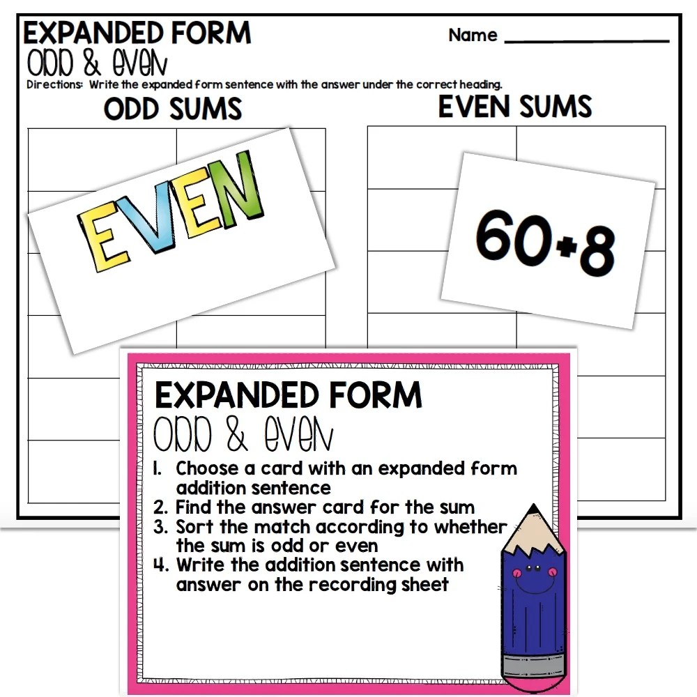 2nd Grade August Math Center - Expanded Form - Lucky Little Learners