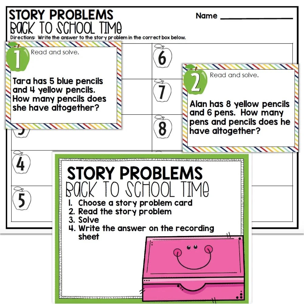 2nd Grade August Math Center Story Problems Lucky Little Learners