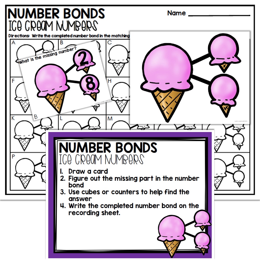 2nd Grade June Math Center Number Bonds Ice Cream Numbers Lucky