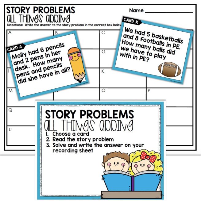 2nd Grade September Math Center Addition Story Problems Lucky