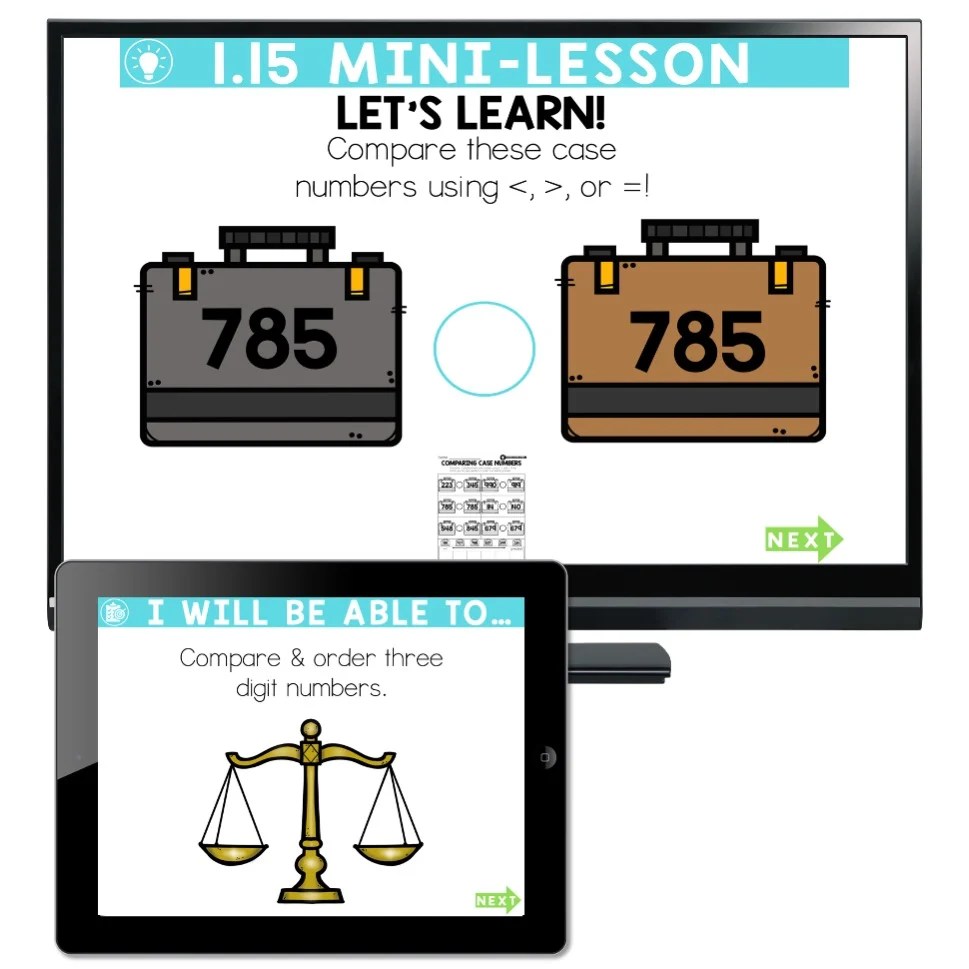 Lucky to Learn Math Compare and Order 3 Digit Numbers Lesson 1.15