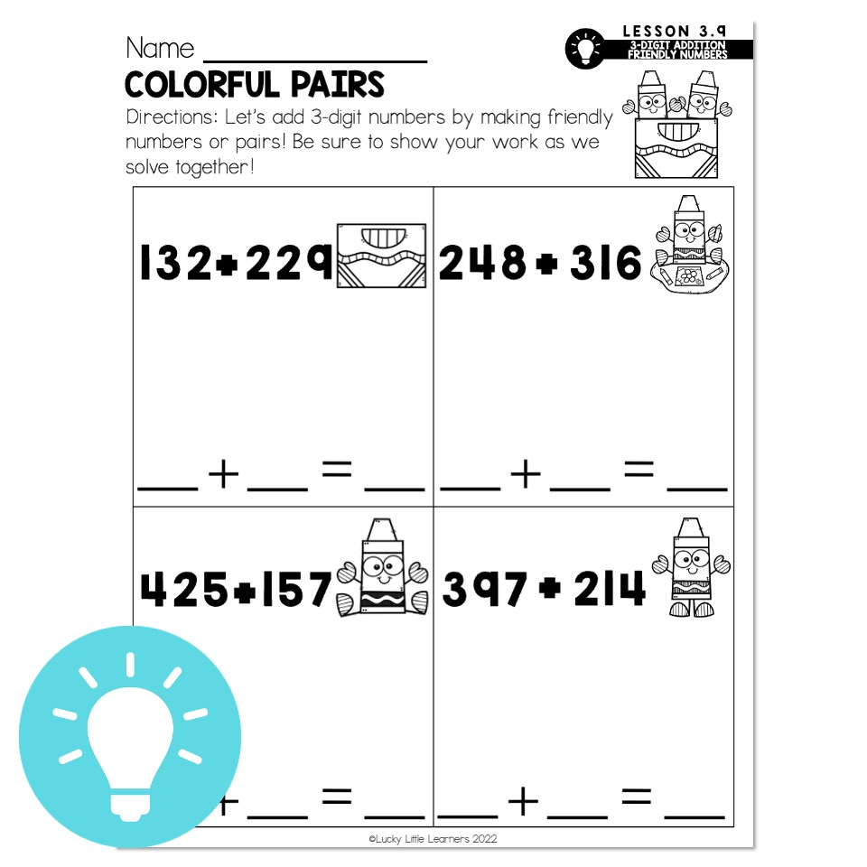 Lucky to Learn Math - 3-Digit Addition Friendly Numbers - Lesson 3.9