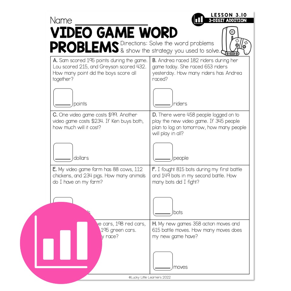 Lucky to Learn Math 3Digit Addition Review Lesson 3.10
