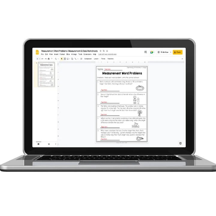 Digital 2nd Grade Math Worksheets - Measurement - Measurement Word