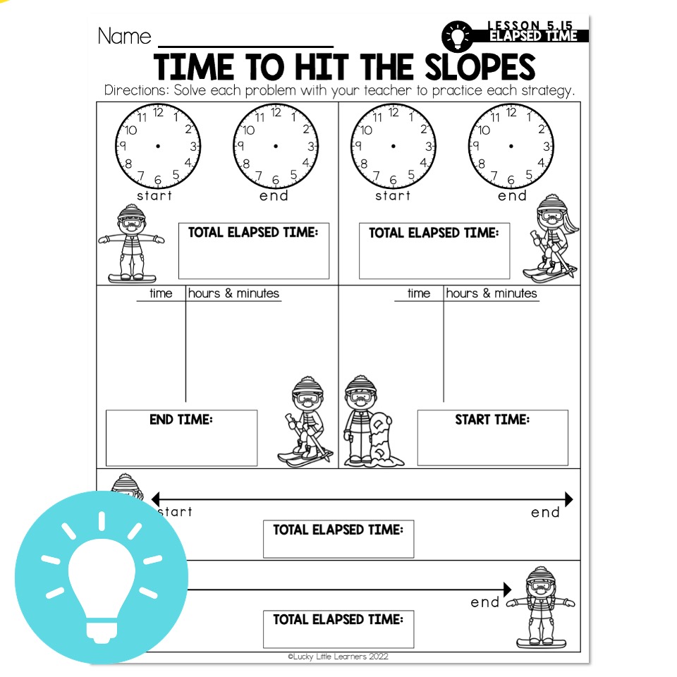 Lucky to Learn Math Lesson 5.15 Measure Elapsed Time Mini Lesson