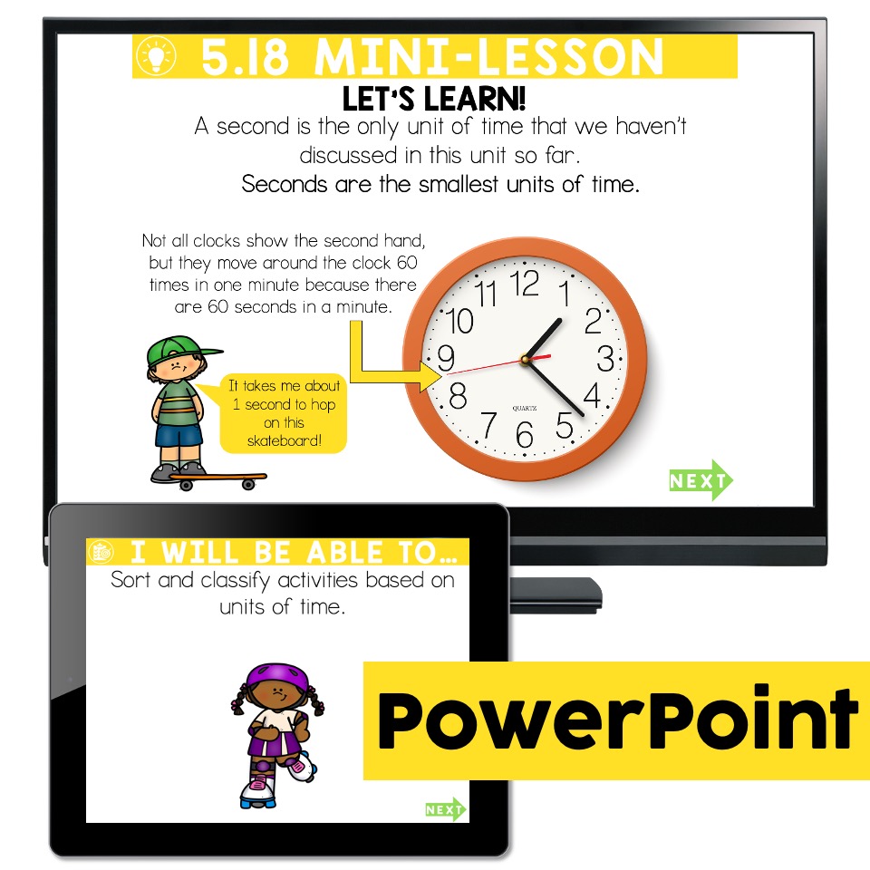 Lucky to Learn Math Lesson 5.18 Units of Time Teaching Slides PowerPoint Lucky Little