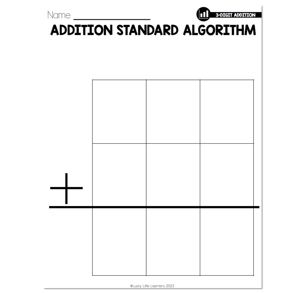 3Digit Addition Addition Standard Algorithm Lucky Little Learners