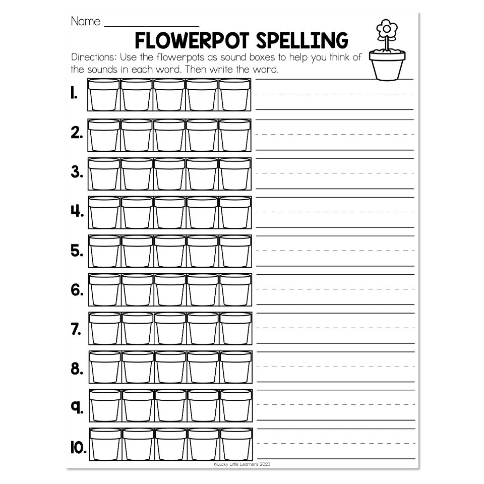 Spring Pack Flowerpot Spelling Worksheet Lucky Little Learners