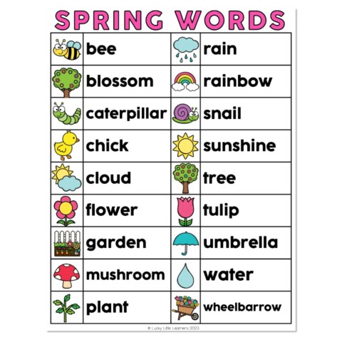 Spring Pack - Spring Words - Vocabulary - Lucky Little Learners