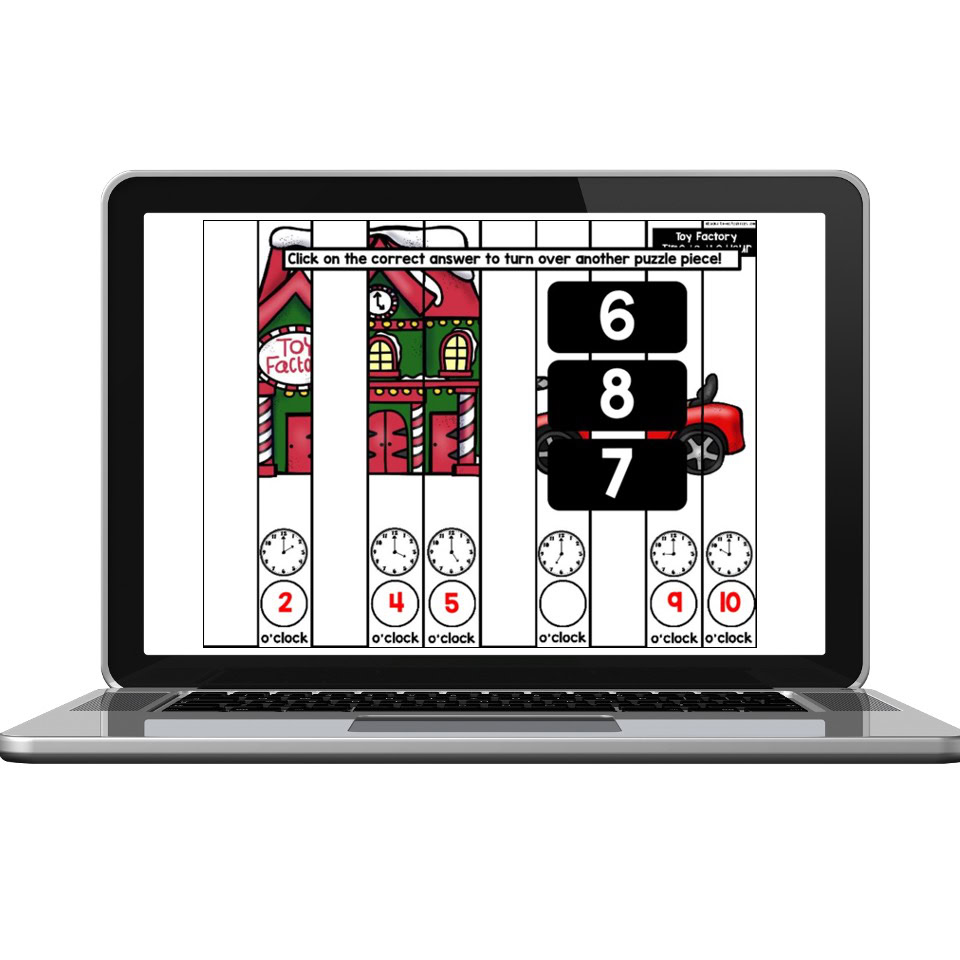 Digital December Math Puzzle Time to the Hour Lucky Little Learners