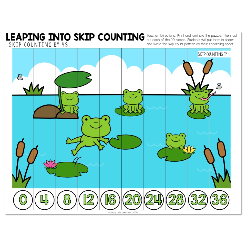 Leap Year Leap Day Math Puzzle Skip Counting by 4 Lucky Little Learners