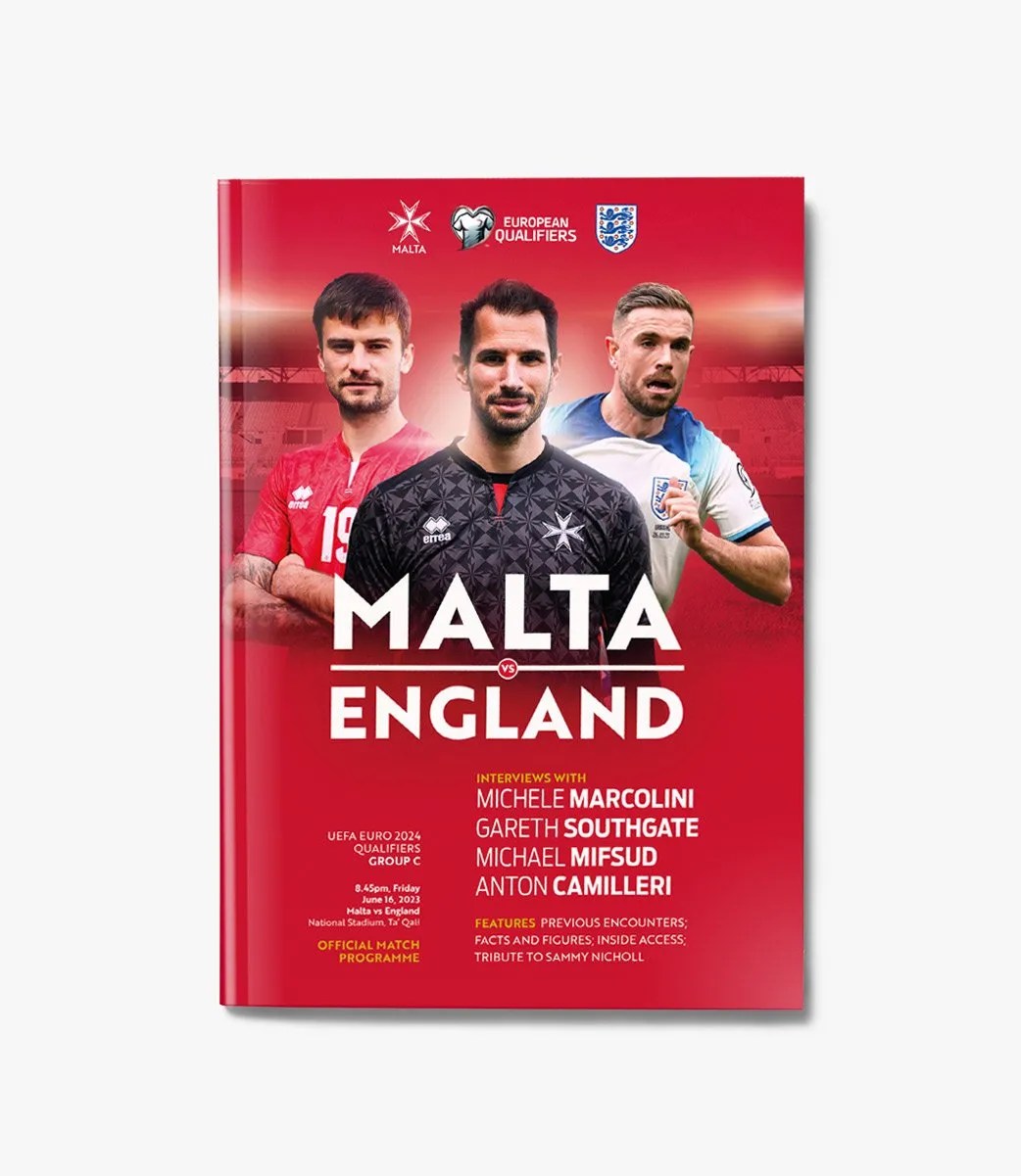 Malta VS England EURO 2024 Official Match Programme Malta Football