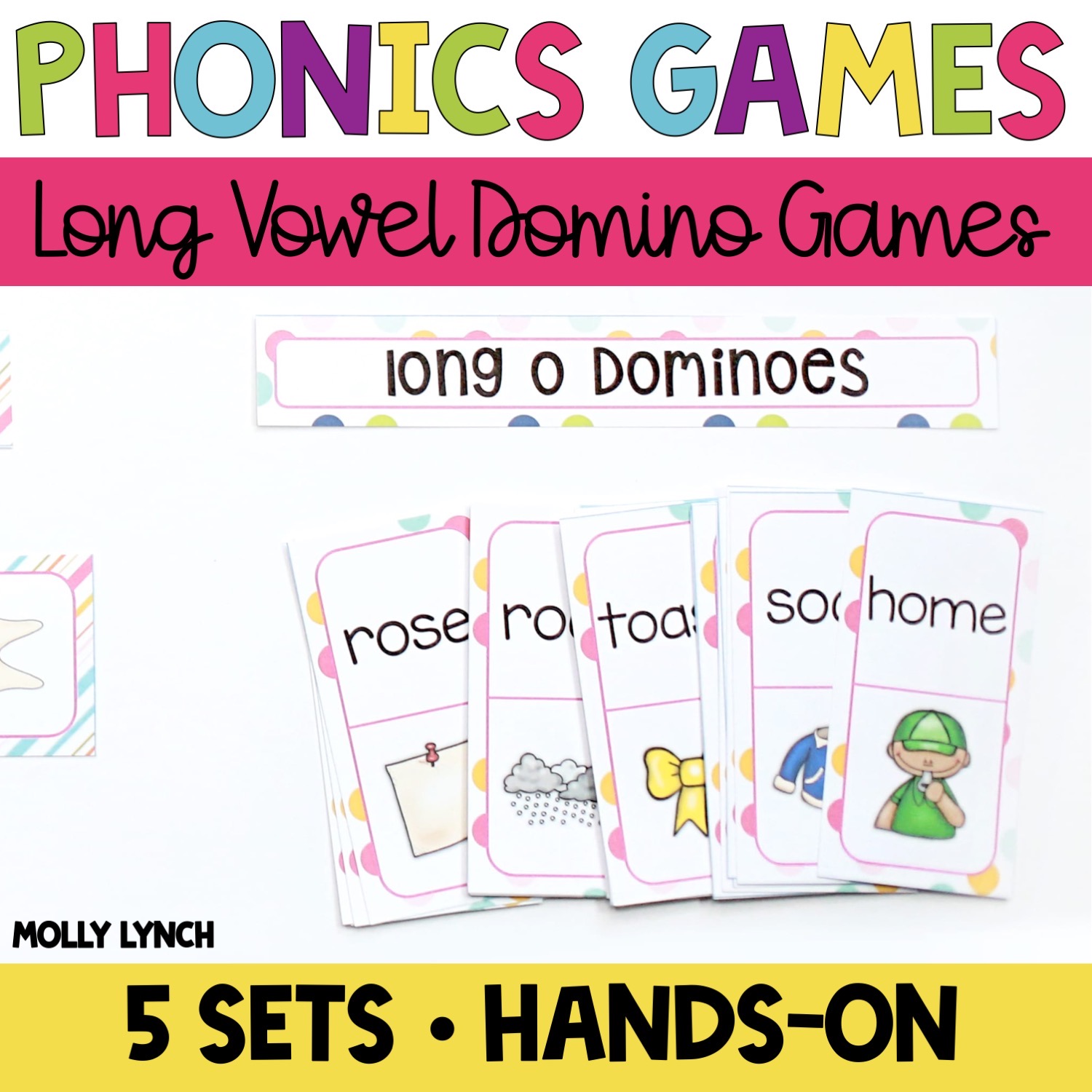 Long Vowel Phonics Domino Game Shop Lucky Learning with Molly Lynch