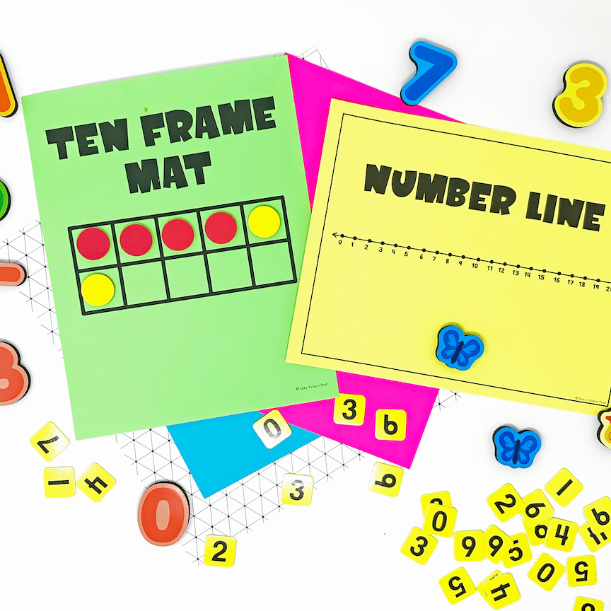 Printable Math Mats + Manipulatives for K, 1st & 2nd Grade