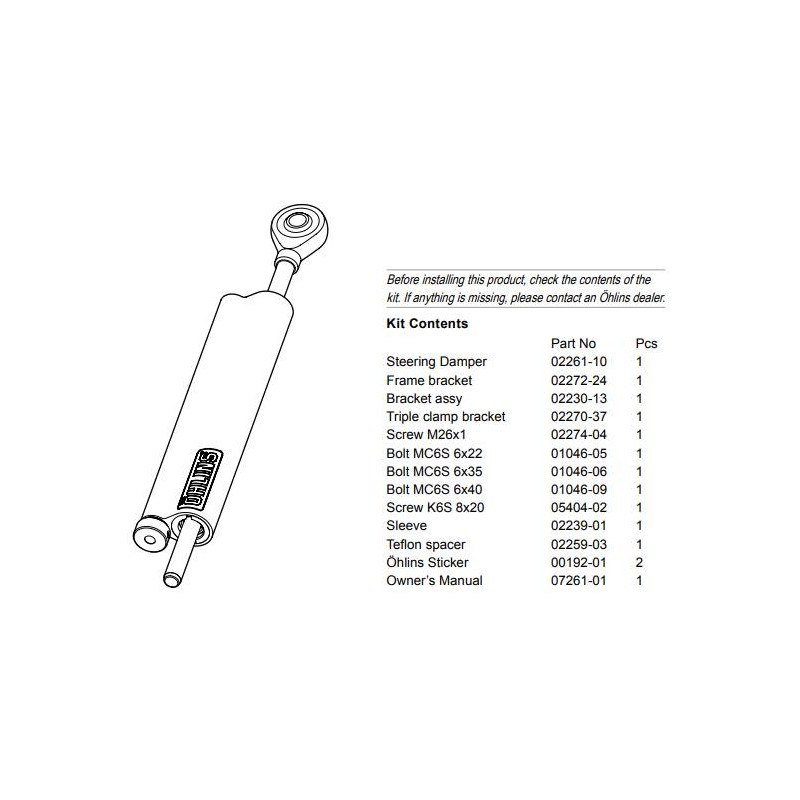 Öhlins Steering Damper Kawasaki ZX6R 636 1319 63 mm