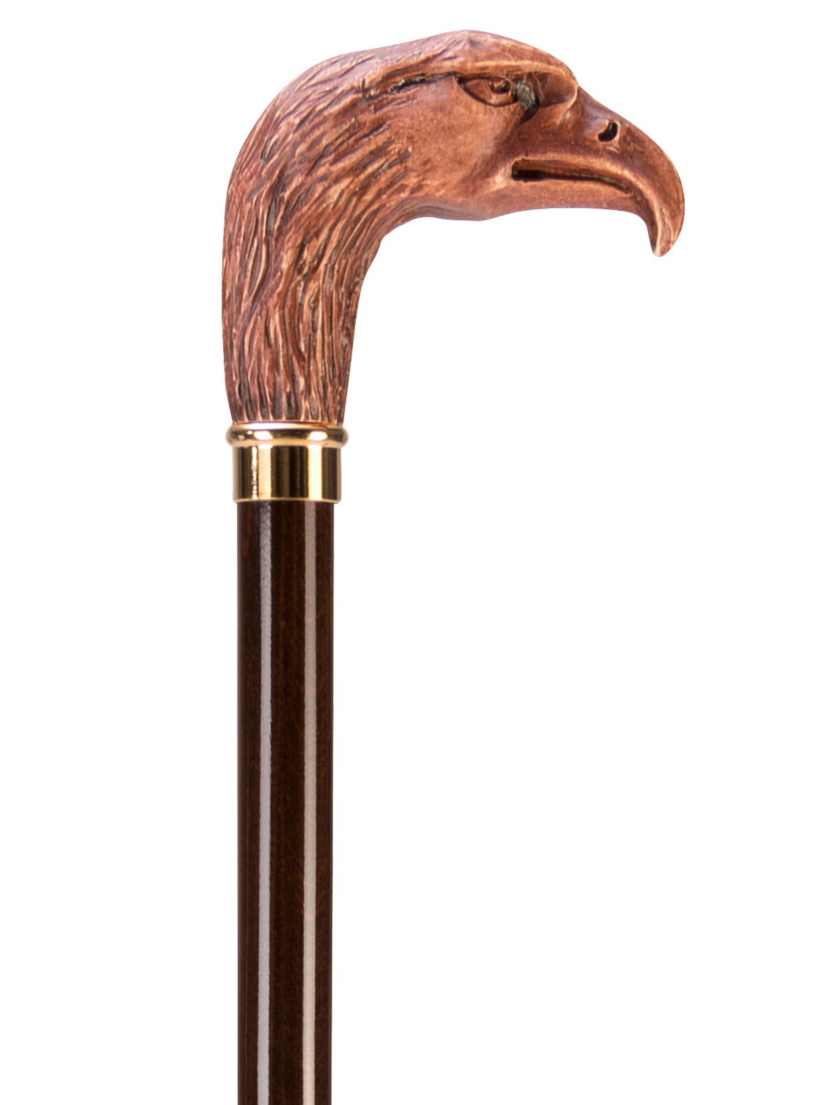 Wooden walking stick in brown with eagle head in wood look Ossenberg GmbH