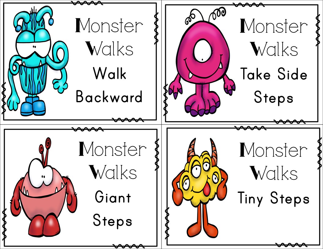 Monster Moves Brain Break Cards Pink Oatmeal Shop