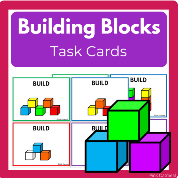 3D Building Blocks Task Cards Pink Oatmeal Shop