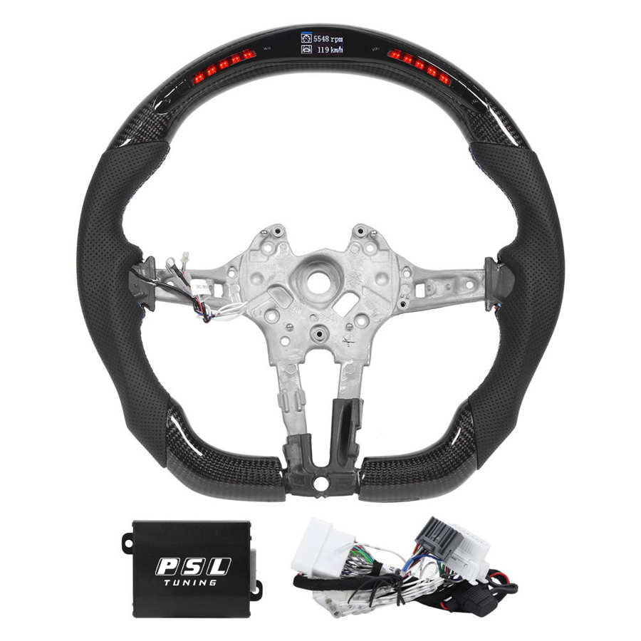 LED Race Display Carbon Fibre Steering Wheel With Perforated Leather