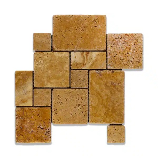 Buy Gold Travertine mini pattern 6 sf per Box Pyramids Tile & Stone
