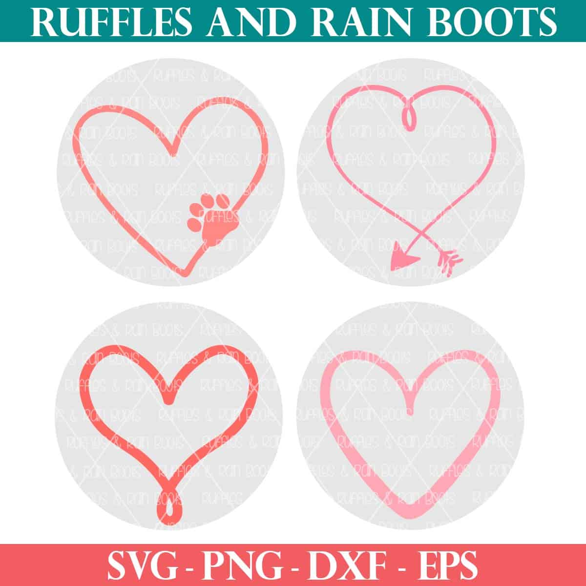 Heart Keychain SVG Free Bundle Ruffles and Rain Boots