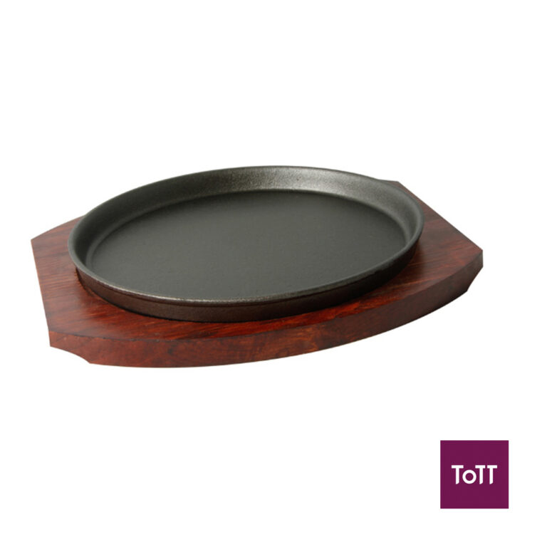 Round Cast Iron Hot Plate Ø24cm with Wooden Underliner ToTT Store