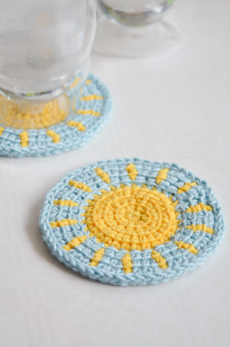 Little sun coaster Tunisian crochet pattern Yarnandy
