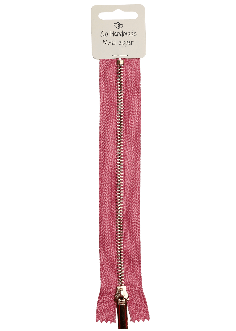 Metal zipper pink w. gold zipper 20 cm Metal Go Handmade
