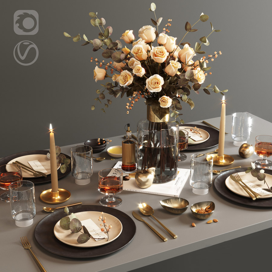 Modern tableware ornaments 3d model 3ds Max Store 2025 Sell Model