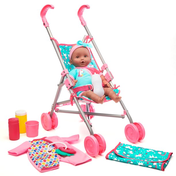 Kid Connection Baby Doll Stroller Set, Brown Eyes Shop876kids